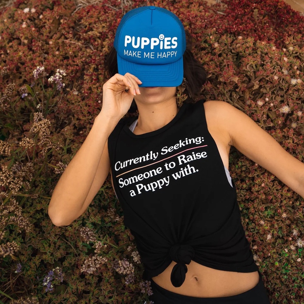 Puppies Make Me Happy Tank Top Size Small NWOT